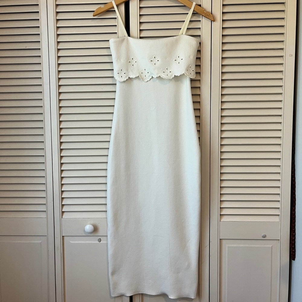 Zara Embroidered Stretch Knit Dress